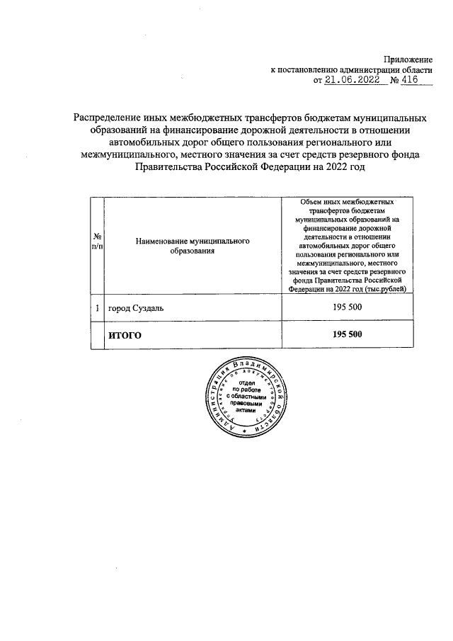 Постановление трансферт